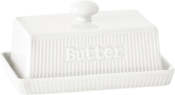 Large Butter Dish with Lid, 8oz Ceramic Butter Holder with Knob Handle,