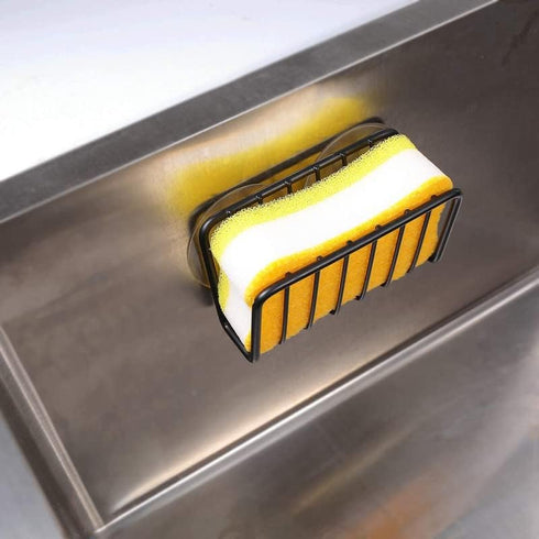 2 Pack Toplife Sponge Holder for Kitchen Sink, Rust-Proof Suction Cup Sponge Caddy - Black
