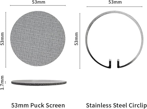 53mm Espresso Puck Screen and Circlip Kit, Replacement for 9Barista Espresso Machine, Reusable Stainless Steel
