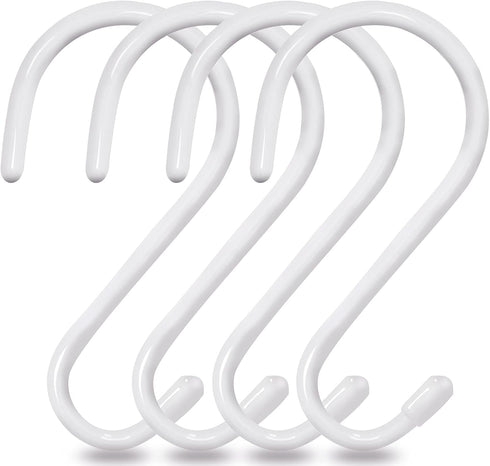 4 Pack Large S Hooks for Hanging Heavy Duty, 6 inch Non Slip Vinyl Coated Metal Closet S Hooks for Kitchen Utensils,