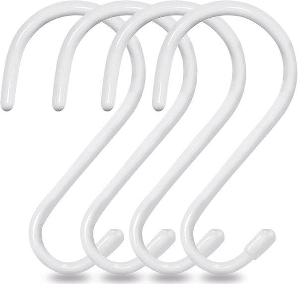 4 Pack Large S Hooks for Hanging Heavy Duty, 6 inch Non Slip Vinyl Coated Metal Closet S Hooks for Kitchen Utensils,