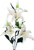 3 Pack 30" Extra Long Green & White Artificial Tiger Lily Flowers, Real Touch Latex Petals for Home Decor and Wedding