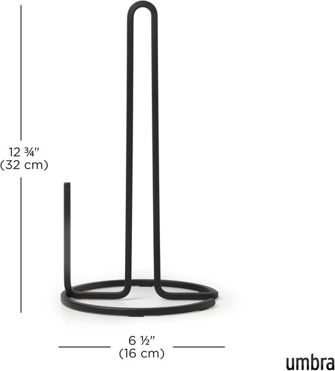 Umbra Squire Free-Standing Paper Towel Holder for Kitchen or Bathroom, Modern Metal Design Looks Like Cast Iron, Black
