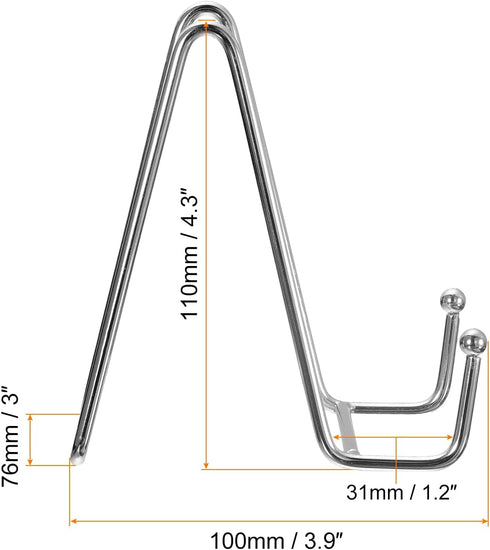 uxcell Plate Stand for Display, 2Pcs 4.3 Inch Iron Easel Plate Holder Display Stands Metal Decorative Plates for Picture Photo Book, Silver