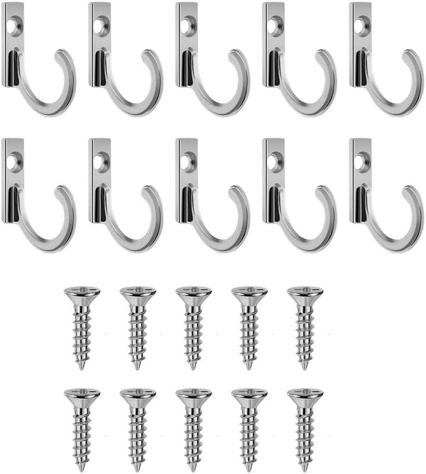 10 Pieces Zinc Alloy Antique Wall Mounted Small Hooks with Screws for Home Hanging Keys, Towels, Hats
