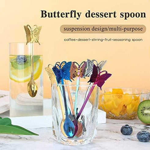 6-Pack Rainbow Colorful Coffee Spoons, Stainless Steel Teaspoon for Dessert, Espresso