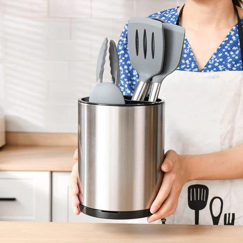 RedCall 360° Rotating Stainless Steel Utensil Holder - Extra Large Caddy Storage Organizer for Countertop