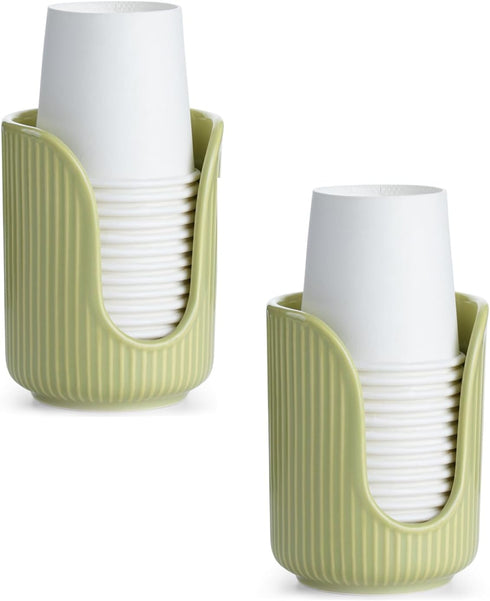 Bathroom Cup Dispenser, 3oz-4oz Ceramic Paper Cup Holder for Vanity Countertops, Small Mouthwash Dixie Cups Accessories