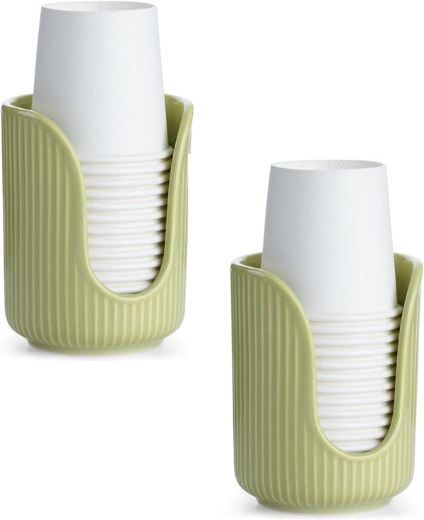Bathroom Cup Dispenser, 3oz-4oz Ceramic Paper Cup Holder for Vanity Countertops, Small Mouthwash Dixie Cups Accessories