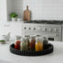 Concrete Decorative Tray for Coffee Table Tray Decor - Charcoal Black Round Decorative Tray - Circle Fluted Centerpiece