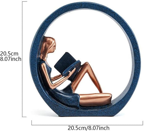 EKDJKK Resin Figurine Reading a Book Yoga Girl Bookshelf Bookcase Aesthetic Decoration Sculpture Accent Piece, Art