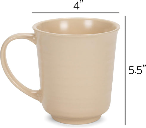 Elanze Designs Cream Matte Glaze Finish Stoneware Coffee Cup Mugs Set of 4, 17 Ounce