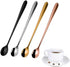 4 Pieces Stainless Steel Coffee Teaspoons, Long Handle Espresso Soup Ice Cream Dessert Spoons