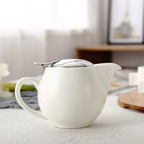 Small Ceramic Teapot, 350ml/12.0oz with Stainless Steel Infuser for Loose Tea and Blooming Tea