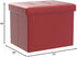 17x13x13in,Red Bsketa Storage Ottoman, Folding Foot Stool with Thicker Foam Padded Seat Small Leather Storage Ottoman