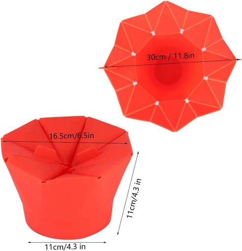 Red Folding Popcorn Bowl, Microwave Oven Popcorn Popper, DIY Silicone Maker for Home Kitchen