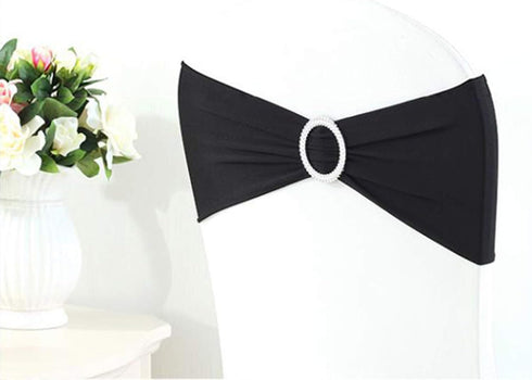Tosnail 50 Pack Spandex Chair Sashes - Black Wedding Chair Decoration Party Covers