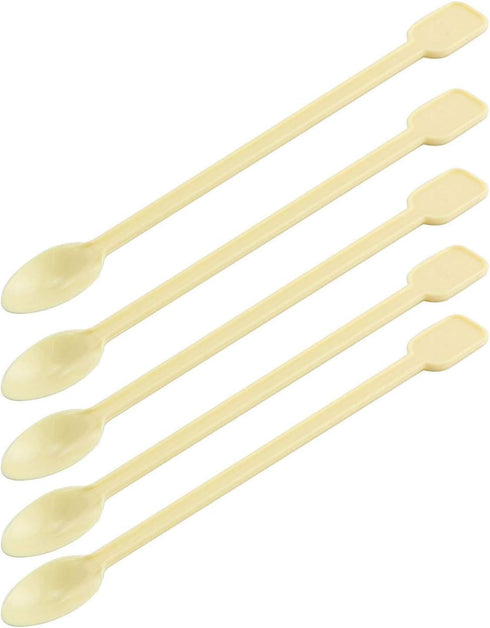 500 Pcs Disposable Plastic Coffee Tea Stirrer Spoon, Mini Stir Swizzle Sticks, Beige