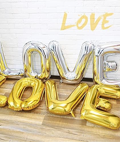 16 Inch Gold Letter Balloons, Mylar Foil Alphabet A-Z Balloons Set for Wedding Birthday Party Decoration