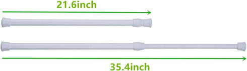Tension Rods 6 Pack, Adjustable Spring Steel Bars 21.6 to 35.4 Inches, Extendable Width for Curtain, Shower, Closet