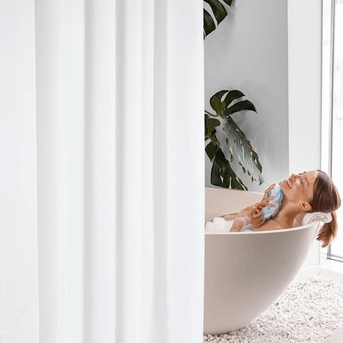Shower Curtain Liner, 72 X 72 INCH PEVA Shower Curtain Liner, Plastic Shower Liner with 12 Metal Grommet, Waterproof & Washable Shower Curtain Liner for Bathroom, White