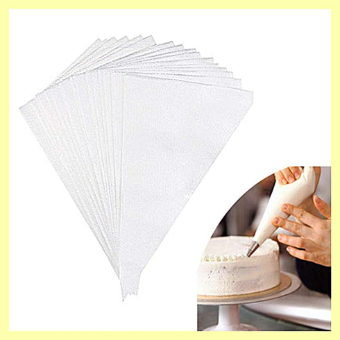 Disposable Cake Decorating Bags - Set of 100 White 14 Inch Round Piping Bags for Cakes, Cupcakes, Cookies