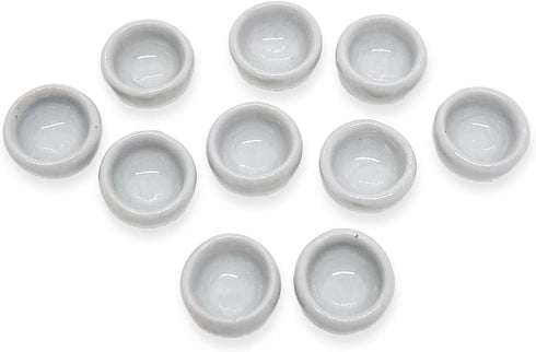 " Inch Diameter White Round Ceramic Sauce Bowls, Set of 10 Pieces Miniature Tableware
