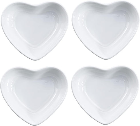 Heart-shaped Multipurpose Ceramic Sauce Dish - Seasoning Dishes Sushi Dipping Bowl Appetizer Plates (Set of 4)