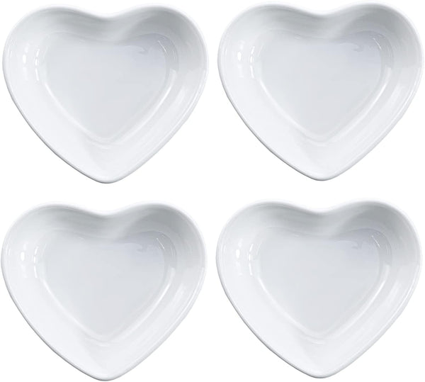 Heart-shaped Multipurpose Ceramic Sauce Dish - Seasoning Dishes Sushi Dipping Bowl Appetizer Plates (Set of 4)