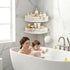2Pack Corner Shower Caddy Suction Cup, No-Drilling Hanging Suction Shower Shelves with Hooks, Waterproof & Rustproof