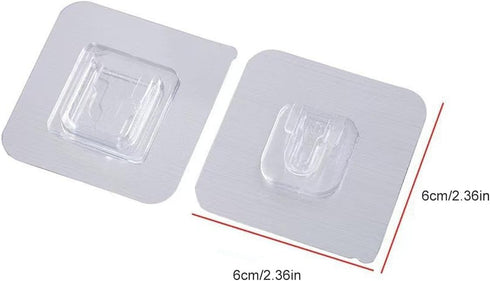 Adhesive Hooks, Clear Double Sided Wall Mount Sticky Hooks for Kitchen, Bathroom, and Outdoor