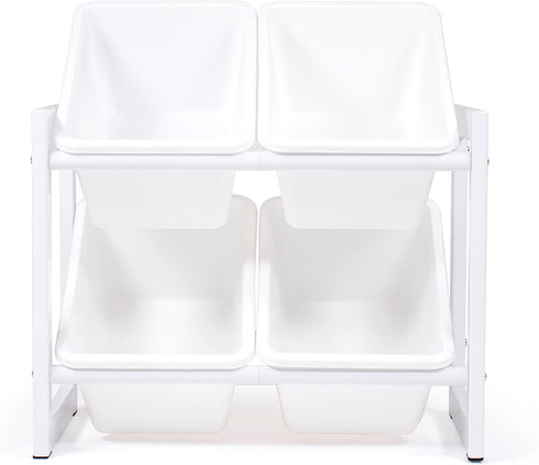 Humble Crew Compact 4 Bin Organizer with Metal Frame, White