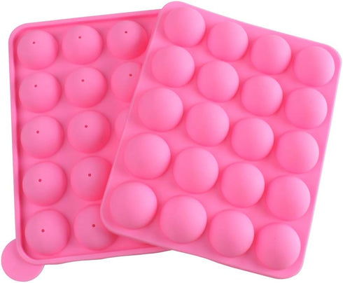 20 Cavity Silicone Pink Lolly Pop Party Cupcake Baking Mold, Cake Pop Stick Mold Tray