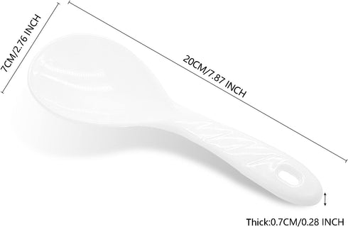2PCS Plastic Rice Paddle Spoon Rice Scoop, Non-Stick Rice Spatula Rice Cooker Spoon Rice Serving Spoon 7.87 Inch (White B)