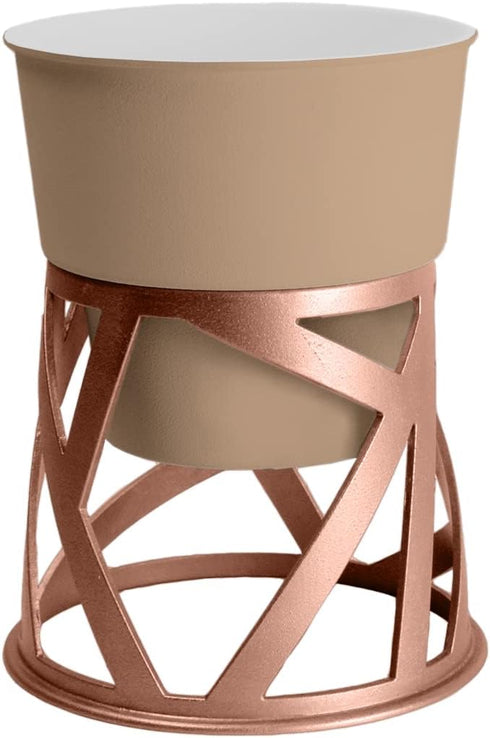 The HC Companies 6 inch Indoor Plant Pot with Stand Small Taupe