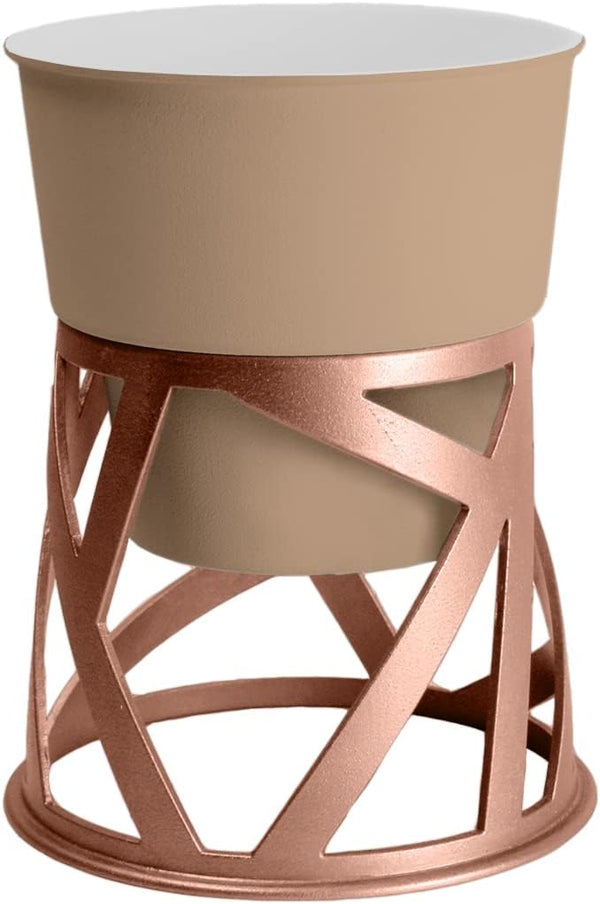 The HC Companies 6 inch Indoor Plant Pot with Stand Small Taupe