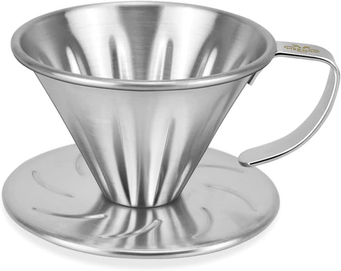 MERMOO YILAN Pour Over Coffee Dripper, Stainless Steel Reusable Cone Coffee Filter for Home Cafe