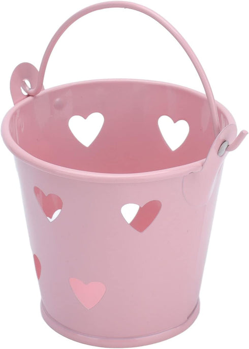 Tinplate Metal Bucket with Handle, 12pcs Mini Hollow Love Candy and Snack Storage Tin Bucket for Gardening Crafts, Home