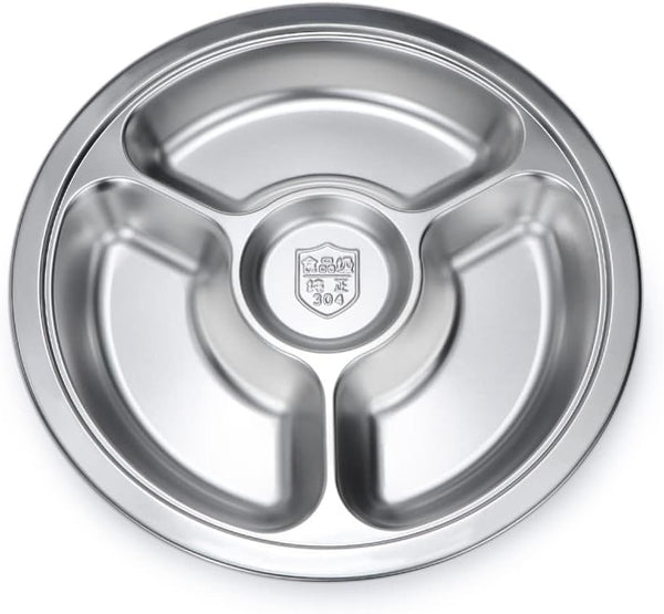 Litewoo Stainless Steel Round Divided Plate - 4 Sections