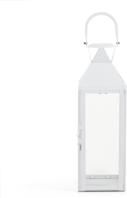 Zings & Thingz Manhattan Hanging Cable Candle Holder Lantern, Decorative Light Home Decor, 15" Tall, White