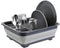 Home Basics Grey Silicone and Plastic Easy Storage Collapsible Dish Rack with Cutlery Holder