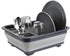 Home Basics Grey Silicone and Plastic Easy Storage Collapsible Dish Rack with Cutlery Holder