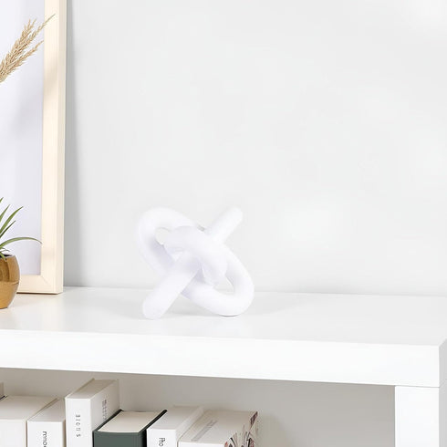 XMGZQ White Knot Decor for Coffee Table Book,Chain Link Decor for Bookshelf Entry Table TV Stand,Minimalist Knot