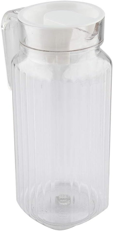 Fdit Acrylic Transparent Juice Bottle - Striped Water Jug with Lid for Homemade Juice & Cold Tea, 800ML
