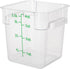 Met Lux 4 Quart Brine Bucket - 1 Square Marinating Container with Volume Markers, Clear and Green Plastic Dough Rising