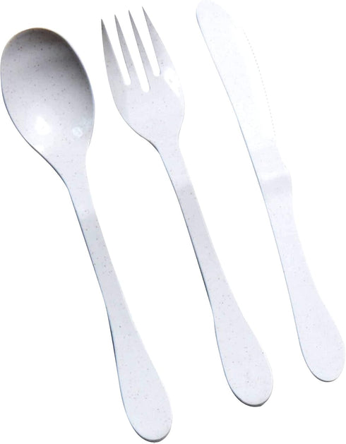 KNORK Eco 24 Piece Plant Based Cutlery, Reusable Bamboo Flatware Set, White