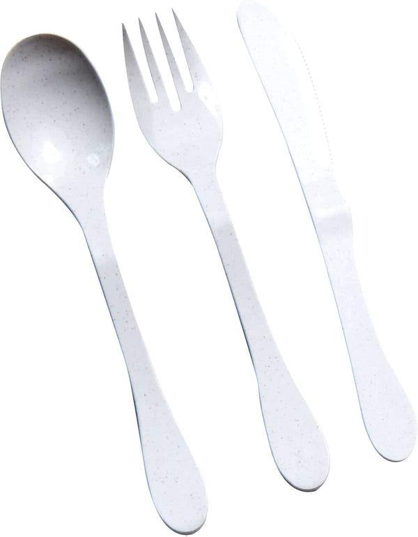 KNORK Eco 24 Piece Plant Based Cutlery, Reusable Bamboo Flatware Set, White