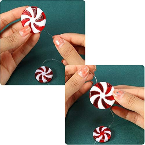 Shappy 50 Pieces Christmas Candy Canes Swirl Garland, Peppermint Christmas Decorations for Tree Ornaments