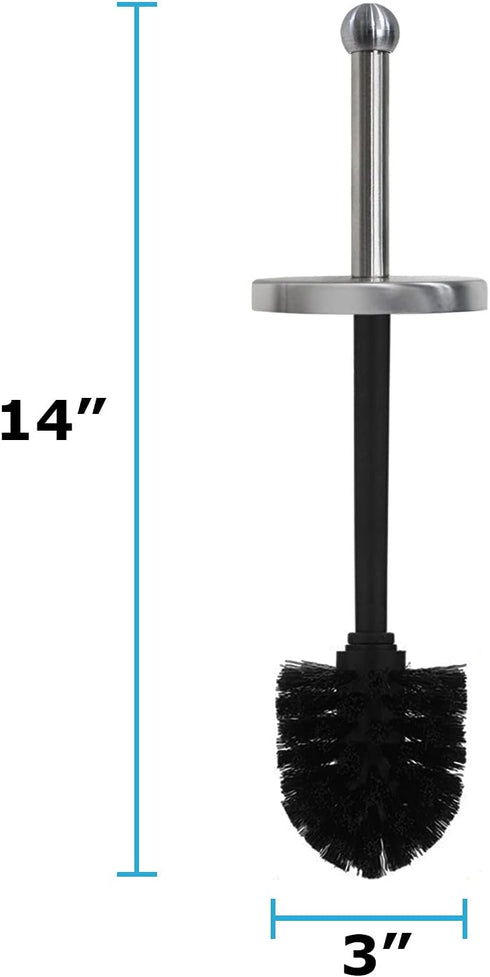 Blue Toilet Brush with Stainless Steel Holder, Chrome Cleaning Brush Holder, Toilet Bowl Cleaner