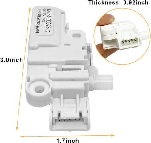 DC34-00025D DC12V Washer Door Lock Switch Replacement for Samsung, Middle Door Lock Parts, Replace PS11758871